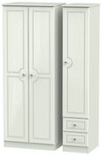 Crystal Tall Triple Wardrobe - 3 Door - RHF 2 Drawers - Cashmere