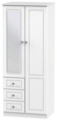 Crystal White 2 Door Combi Wardrobe - 1 Mirror RHF 3 Drawers