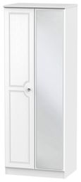 Crystal White 2 Door Tall Wardrobe - 1 Mirror