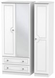 Crystal White 3 Door Combi Wardrobe - 1 Mirror and LHF 2 Drawers