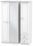 Crystal Combi Wardrobe - 3 Door - 1 Mirror - RHF 2 Drawers - White