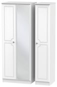 Crystal White 3 Door Tall Triple Wardrobe - 1 Mirror