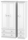 Crystal White 3 Door Triple Wardrobe - 4 Drawers