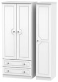 Crystal White 3 Door Triple Wardrobe - LHF 2 Drawers
