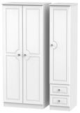 Crystal White 3 Door Triple Wardrobe - RHF 2 Drawers