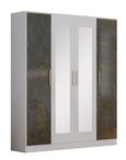 Dalia Grey Italian 4 Door Wardrobe with Mirrors