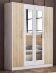 Dalia Light Oak Italian 4 Door Wardrobe with Mirrors