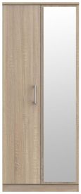 Devon Oak Effect 2 Door Tall Wardrobe - 1 Mirror