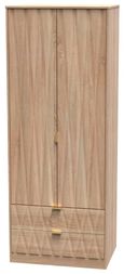 Diamond Oak Effect 2 Door 2 Drawer Tall Wardrobe