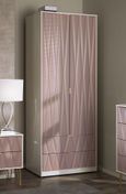 Diamond Pink and White 2 Door 2 Drawer Tall Wardrobe
