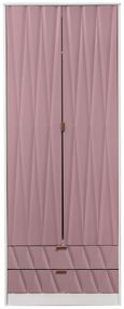 Diamond Pink and White 2 Door 2 Drawer Tall Wardrobe