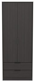 Diego Black 2 Door 2 Drawer Tall Wardrobe