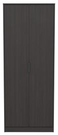 Diego Black 2 Door Plain Tall Wardrobe