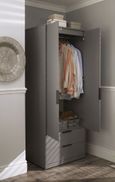 Diego Grey 2 Door 2 Drawer Tall Wardrobe