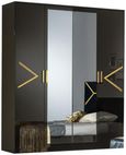 Elegance Black Italian 4 Door Wardrobe with Mirrors