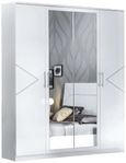 Elegance White Italian 4 Door Wardrobe with Mirrors