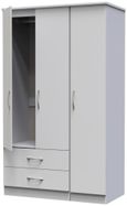 Eve Grey 3 Door Tall Triple Wardrobe - LHF 2 Drawers