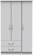 Eve Grey 3 Door Triple Wardrobe - LHF 2 Drawers