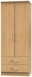 Eve Oak Effect 2 Door 2 Drawer Double Tall Wardrobe