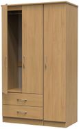 Eve Oak Effect 3 Door Tall Triple Wardrobe - LHF 2 Drawers