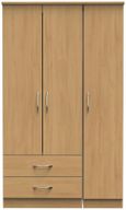 Eve Oak Effect 3 Door Triple Wardrobe - LHF 2 Drawers
