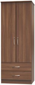Eve Walnut 2 Door 2 Drawer Double Tall Wardrobe