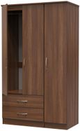 Eve Walnut Effect 3 Door Triple Wardrobe - LHF 2 Drawers