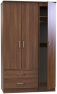 Eve Walnut Effect 3 Door Triple Wardrobe - LHF 2 Drawers