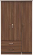 Eve Walnut Effect 3 Door Triple Wardrobe - LHF 2 Drawers