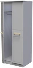Faye Grey 2 Door Plain Tall Wardrobe