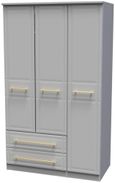 Faye Grey 3 Door Triple Wardrobe - LHF 2 Drawers