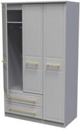 Faye Grey 3 Door Triple Wardrobe - LHF 2 Drawers