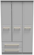 Faye Grey 3 Door Triple Wardrobe - LHF 2 Drawers