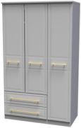 Faye Grey Ash 3 Door Triple Wardrobe - LHF 2 Drawers