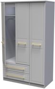 Faye Grey Ash 3 Door Triple Wardrobe - LHF 2 Drawers