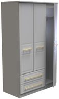 Faye Grey Ash 3 Door Triple Wardrobe - LHF 2 Drawers