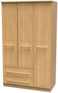 Faye Oak Effect 3 Door Triple Wardrobe - LHF 2 Drawers