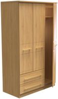 Faye Oak Effect 3 Door Triple Wardrobe - LHF 2 Drawers