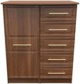 Faye Walnut Effect 1 Door Midi Wardrobe