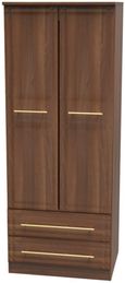Faye Walnut Effect 2 Door 2 Drawer Double Wardrobe