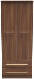 Faye Walnut Effect 2 Door 2 Drawer Double Wardrobe