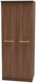 Faye Walnut Effect 2 Door Plain Tall Wardrobe