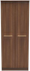 Faye Walnut Effect 2 Door Plain Tall Wardrobe