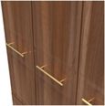Faye Walnut Effect 3 Door Triple Wardrobe - LHF 2 Drawers