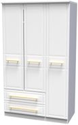 Faye White 3 Door Triple Wardrobe - LHF 2 Drawers