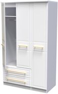 Faye White 3 Door Triple Wardrobe - LHF 2 Drawers