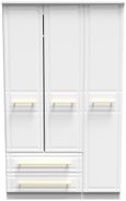 Faye White 3 Door Triple Wardrobe - LHF 2 Drawers