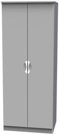 Flora Grey 2 Door Plain Tall Wardrobe