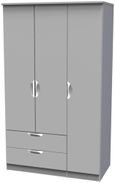 Flora Grey 3 Door Triple Wardrobe - LHF 2 Drawers