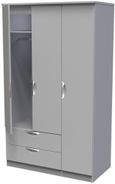 Flora Grey 3 Door Triple Wardrobe - LHF 2 Drawers